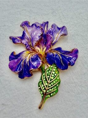 Bearded Iris Flower Brooch #cz914